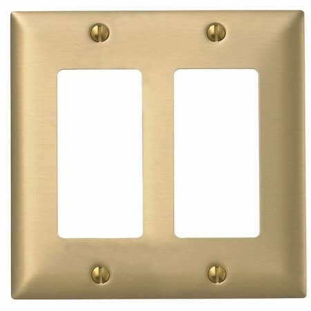 Hubbell Wiring Device-Kellems Rocker Wall Plates and Box Cover, Number of Gangs: 2 Brass, Brushed Finish, Brass SB262