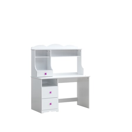 Homeroots 47" White Wood Writing Desk With Two Drawers 491389
