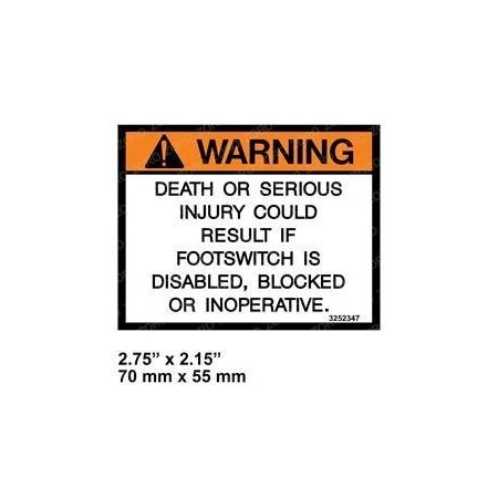 Jlg REPLACEMENT DECAL, WARNING 3252347