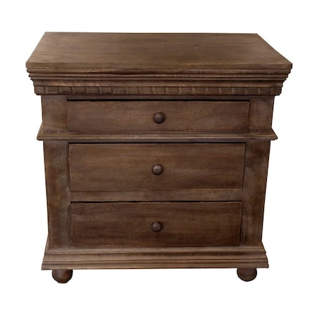 Homeroots 30" Solid Wood Three Drawer Nightstand 488767