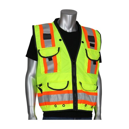 Pip ANSI Type R Class 2 Two-Tone Fifteen Pocket Tech-Ready Ripstop Surveyors Vest with Mesh Back 302-0900-LY/2X
