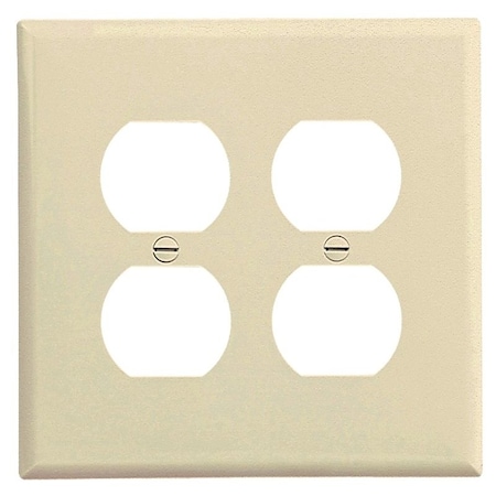 Eaton Wiring Devices Receptacle Wallplate, 4.88 in L, 3.13 in W, Mid, 2 -Gang, Polycarbonate, Light Almond PJ82LA