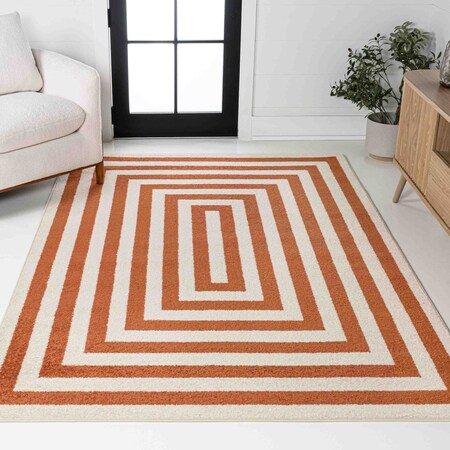 Jonathan Y Bandol Modern Classic Mitre Stripe Terracotta/Ivory 9 ft. x 12 ft. Area Rug MOH211B-9