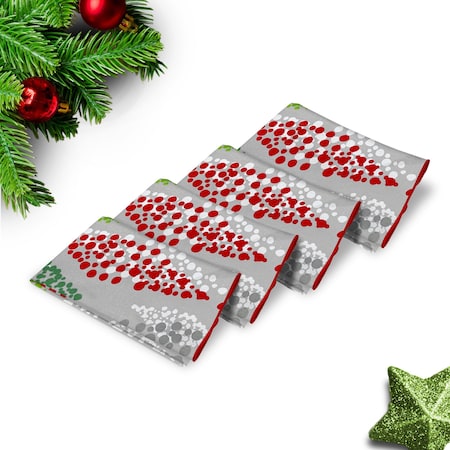 Homeroots Set of Four Green and Red 100% Cotton 21" X 12" Washcloth Set, 4PK 571901