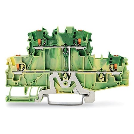 Wago Terminal Block, 3.64" L, Green; Yellow 2202-2707