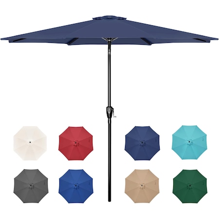 Simple Deluxe 9' Patio Umbrella Outdoor Table Market Yard Umbrella with Push Button Tilt/Crank, 8 Sturdy Ribs for LGBRLA9DBL