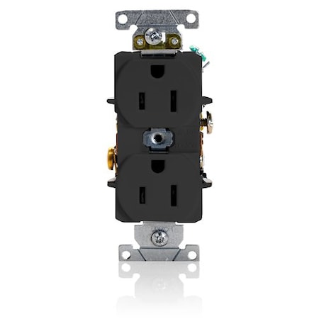 Leviton Duplex Receptacle Outlet, 15A, Black, 125V 5252-E