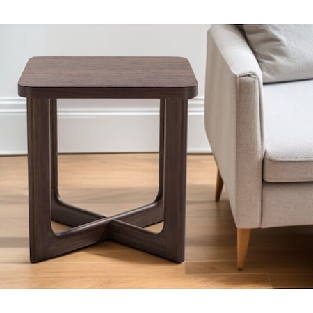 Homeroots 24" Brown Solid Wood Square Cross Legs End Table 564937