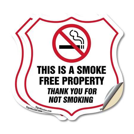 Signmission No Smoking Shield Sign This Is A Smoke F, 18 inch X 18 inch, Vinyl Decal, 2PK SHI-D-2PACK-18-402