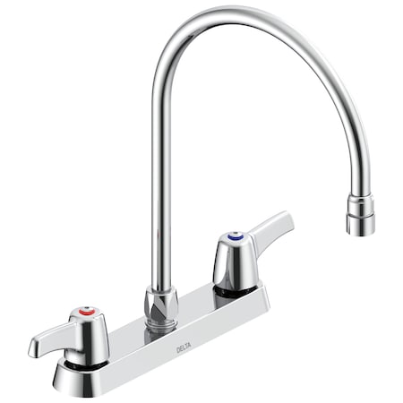 Delta Commercial 26C3 Two Handle 8 In Cast Deck-Mount Faucet In Chrome 26C3943-R7