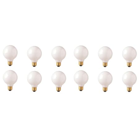 Bulbrite 25W Dimmable White G30 Incandescent Light Bulbs, Medium E26 Base, 2700K, 12PK 861118