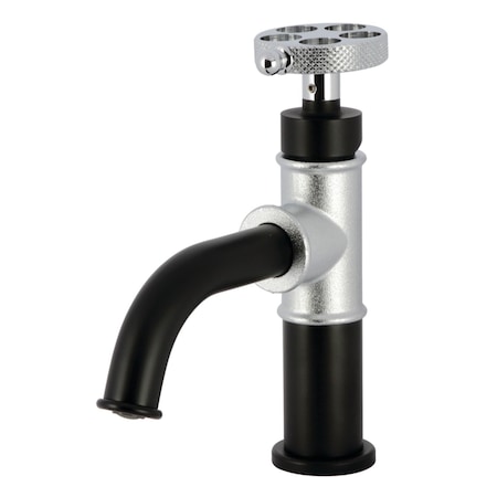 Kingston Brass One-Handle 1-Hole Bathroom Faucet with Knurled Handle and Push Pop-Up Drain KS2821RKX
