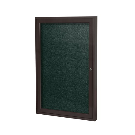 Ghent Indoor/Outdoor Enclosed Vinyl Bulletin Board, Bronze Aluminum Frame, 36''Hx30''W, 1 Door, Ebony PB13630VX-183