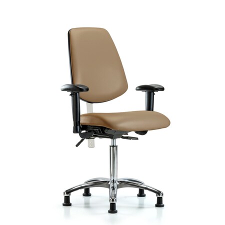 Blue Ridge Ergonomics Clean Room Chair Vin Med Ben Chair, Med, Bk, Taupe, CL100, Adjustable Arms, 22" to 29" Height, Vinyl BR-NCR-VMBCH-MB-CR-T1-A1-NF-RG-8584
