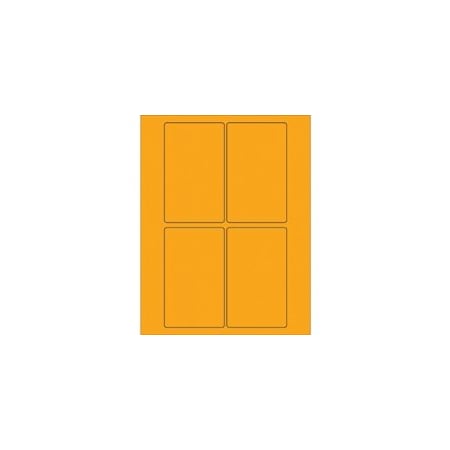 Bubblefast 3 x 5'' Fluorescent Orange Rectangle Laser Labels-4 Labels per Sheet BFLL175OR
