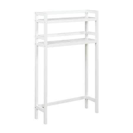 Homeroots 48" White Finish 2 Tier Solid Wood Over Toilet Organizer 380017