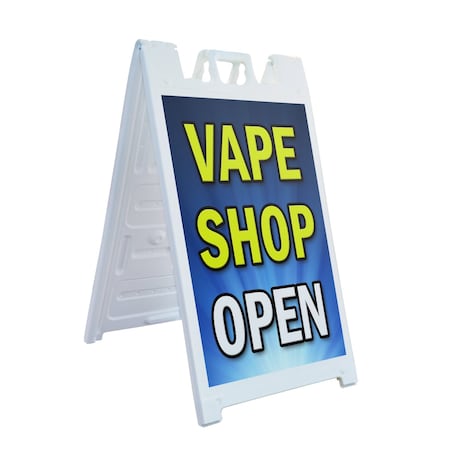 Signmission Vape Shop Open, A-Frame & 2 Decals Installed, Heavy-Duty Plastic Frame SBHD-D-2436-Vape Shop Open
