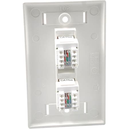 Legrand Two Port Cat5E Rj45 Configured Single Gang Wall Plate - White 27416