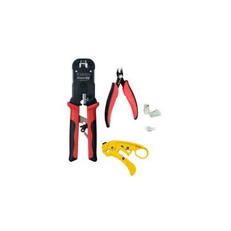 Cable Wholesale Pass Through Cat5e/6 UTP RJ45 Starter Kit, 1ea (S45-1600, S45-C100, S45-801, S45-S01YL, S45-B002) S45-PTK6U