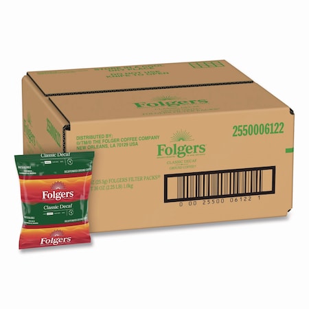 Folgers Coffee, Classic Roast Decaf, Filter Pack, Decaffeinated, Ground, 0.9 oz, 40 PK 2550006122