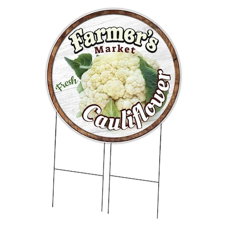 Signmission Corrugated Plastic Sign W/ Stakes 36in Circular-Farmers Market Cauliflower, C-36-CIR-WS-Cauliflower C-36-CIR-WS-Cauliflower