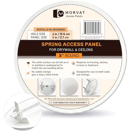 Morvat 5" Round Spring Access Panel for Drywall & Ceiling MOR-PAP-ROUND-SPRING-5-A