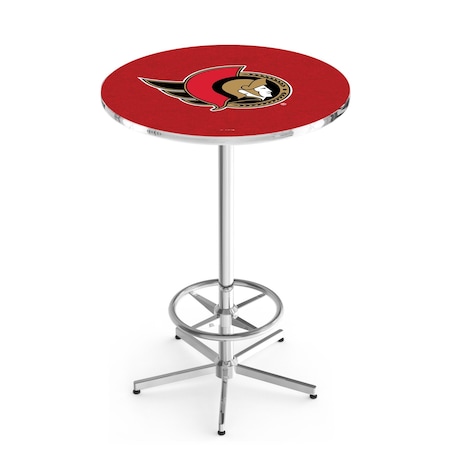 Holland Bar Stool Co 42" Chrome Ottawa Senators Pub Table, 36" dia. Top L216C4236OttSen