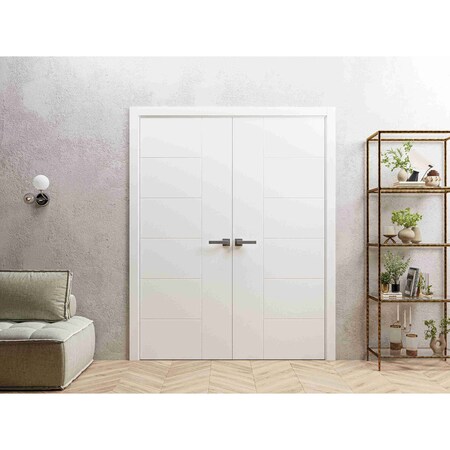Vdomdoors Interior Solid French Double Doors 56 x 80 inches / Mela 0716 Painted White / Wood Interior Solid P MELA0716DD-BEM-56
