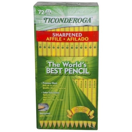 Ticonderoga Pre-Sharpened Pencil, HB (#2), Black Lead, Yellow Barrel, 72PK 13972