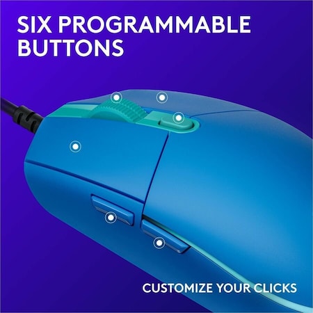 Logitech Logitech G203 Gaming Mouse - Cable - Blue - USB - 8000 dpi - 6 Button(s) 910-005792