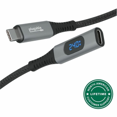 Plugable USB C Extension Cable 3.3 Ft, Digital Power Meter Tester for Monitoring USB-C Connections USBC-METER3-1MF