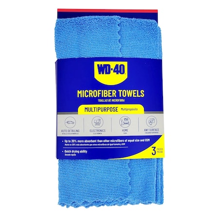 Wd-40 Extra Absorbent Microfiber Towel - Blue Color, 3PK L40102