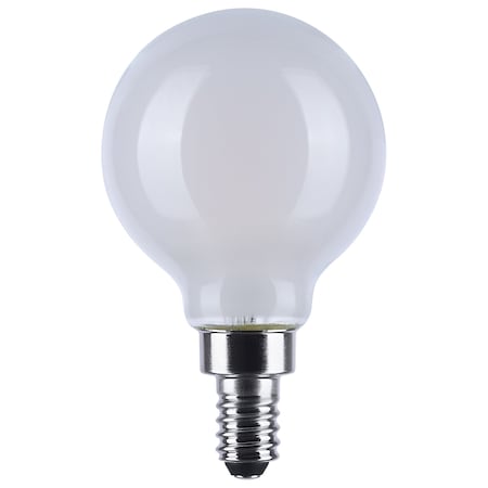 Satco 4.5W LED G16.5, 3000K-2000K Warm Dimming, Candelabra Base, White S12162
