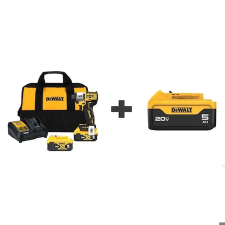 Dewalt Impact Driver, 20V w/ Bonus Battery DCF845P2/DCB205