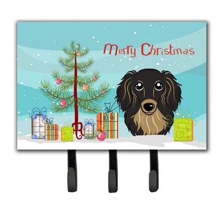 Carolines Treasures Christmas Tree- Longhair Black and Tan Dachshund Leash or Key Holder BB1585TH68