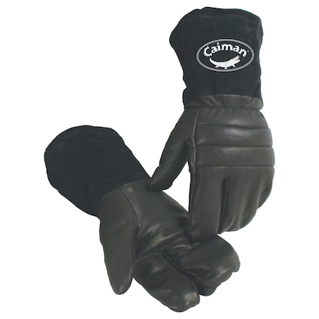Caiman Premium Goat Grain Leather Glove with Polapile Insulation, Gauntlet Split Cowhide Cuff 25170