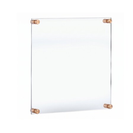 Azar Displays Floating Acrylic Wall Frame, Rose Gold Stand Off Caps, 16 inx20 in Graphic Size, 20 inx24 in Overall Size 105522-ROSE