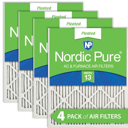 Nordic Pure 24x24x1 Pleated Air Filter, High Capacity, Electrostatically Charged Synthetic Media, MERV 13, 4 PK 24x24x1M13-4