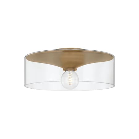 Troy Lighting Killian 16in wide 1 Light Flush Mount in Patina Brass C2916-PBR