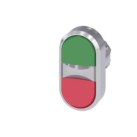 Siemens Twin pushbutton, 22 mm, round, metal, shiny, green, red 3SU1050-3AB42-0AA0-ZY11