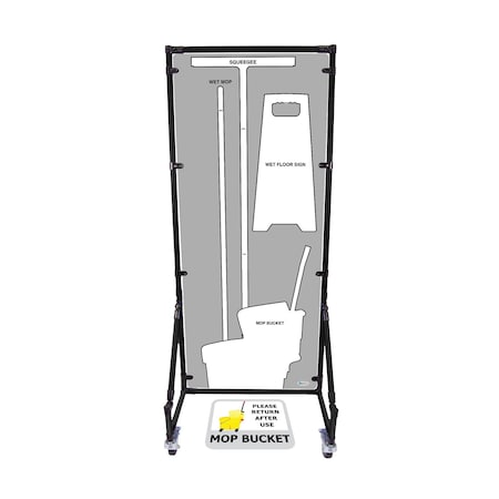 5S Supplies Housekeeping Shadow Board Broom Station V15, Gray / White, BO, No Text HSB-V15-GRAY/WHITE-BO-NO TEXT