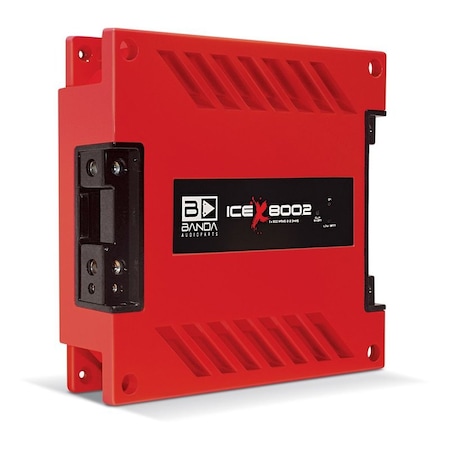 Banda One Channel 1100 Watts Max 2 Ohm Car Audio Amplifier w/Bass Boost Highpass Filter and Low Pass Fi ICEX800.2RED