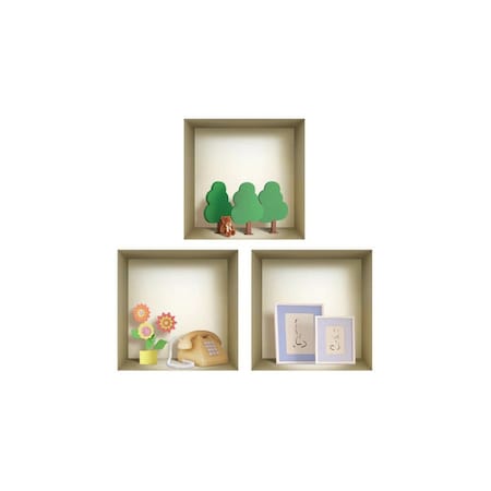 Homeroots Set of Three May Faux Niche 3D Peel and Stick Wall Decals, 3PK 565420