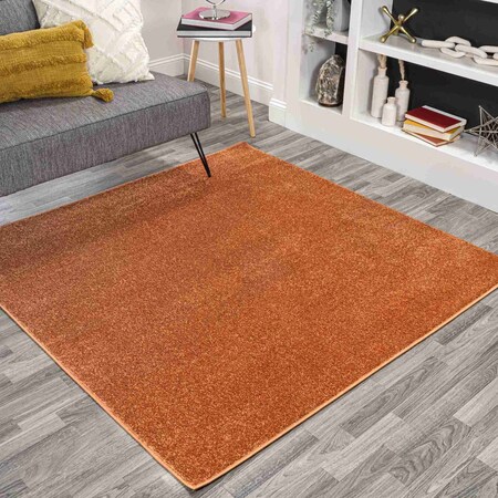 Jonathan Y Haze Solid Low-Pile Orange 9 ft Square Area Rug SEU100M-9SQ