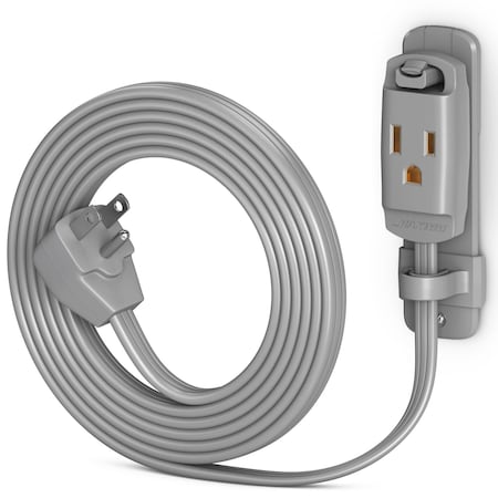 Maximm 4ft 14AWG Heavy Duty AC Extension Cord w/ Wall Clip, Gray ADW-90-C6F04-14G0-WM