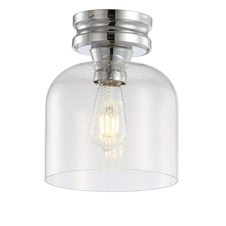 Jonathan Y Domenic 7.75" Metal/Seeded Glass LED Flush Mount, Chrome JYL7442B