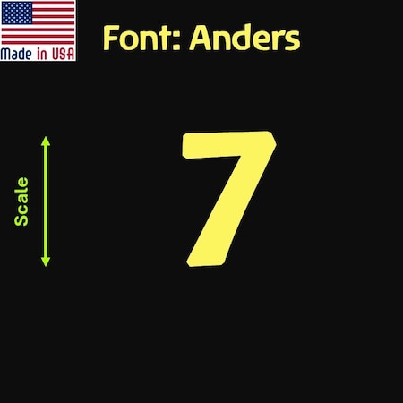Aacc Self-Adhesive Vinyl Number: 7, Size: 7 cm. Color: Yellow Font: Anders, 4PK AACC-Anders-N7-Yellow-M7x4