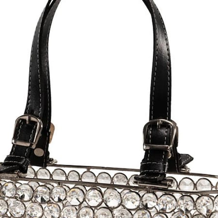 Homeroots 11" Clear And Silver Faux Crystal And Metal Handbag Shaped Magazine Holder 628132
