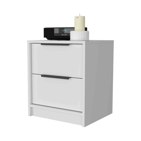 Homeroots 19" White Wood Two Drawer Nightstand 534903