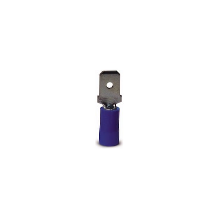 Gb Disconnect Terminal, 600 V, 16 to 14 AWG Wire, 1/4 in Stud, Vinyl Insulation, Blue, 18PK 20-143M